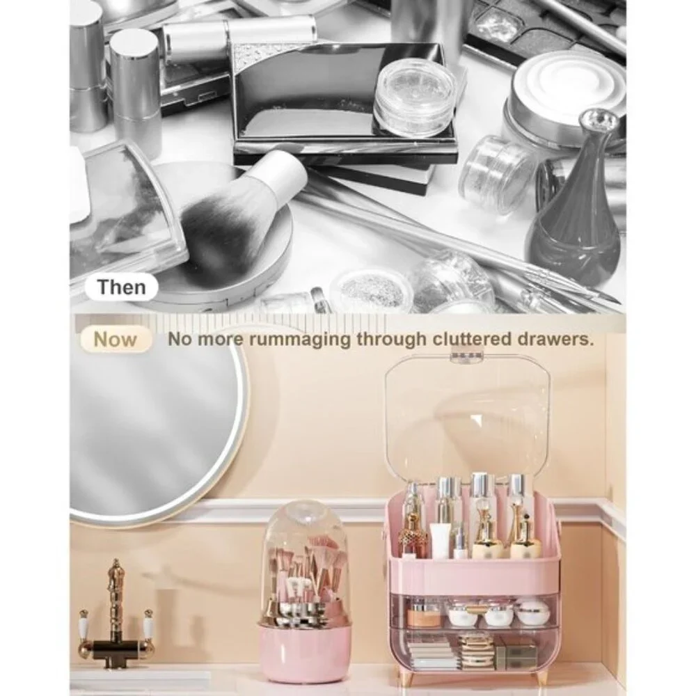 New Pink Makeup Organizer, Skincare Holder & Cosmetic Storage for Countertop